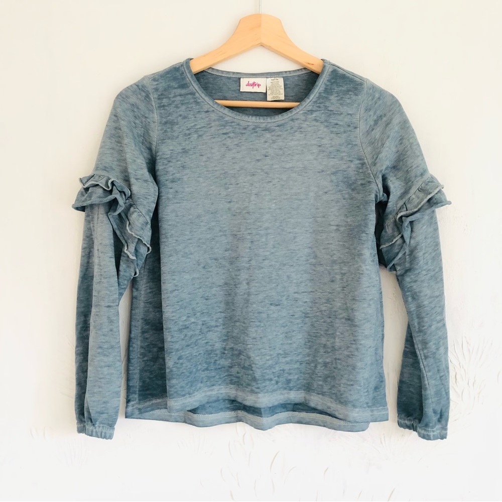 Daytrip Blue Ruffled Sweatshirt - Girls Medium
